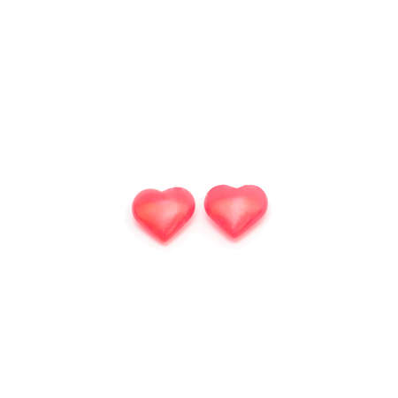 Two pink valentine day hearts isolated on white background.の写真素材