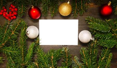 Christmas card with new year decor.の写真素材