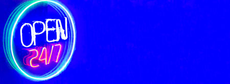 open around the clock, seven days a week neon sign