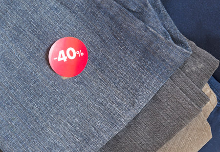 Discount 40 percent on jeansSeason sales.Top view