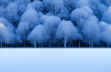 Winter landcape.Winter forest toned in classic blue colour.Generative aiの素材