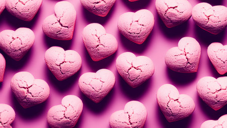 valentine day pink sweet hearts on pink background.Valentine day banner.Generative aiの素材