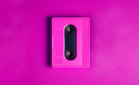 Retro Pink cassette on a pink background. Minimalistic style.Retro style 80-90の素材