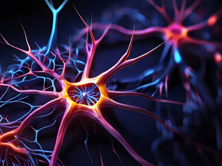 one neuron in human brain, close upの素材