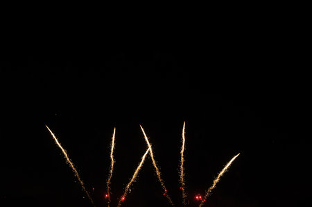 Vibrant fireworks illuminating the night sky during celebrationの写真素材