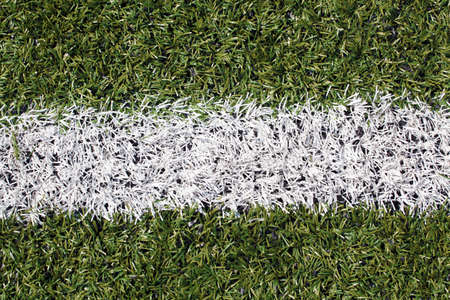 white line on a soccer/football field close up の写真素材