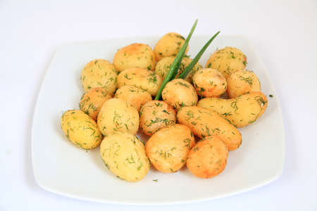 Roasted garlic potatoesの写真素材