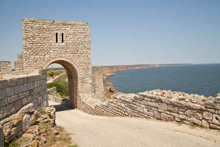 The gate of the medieval fortress on cape Kaliakra, Bulgaria.のeditorial素材