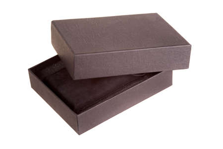 close up of a opened black gift box on white backgroundの写真素材