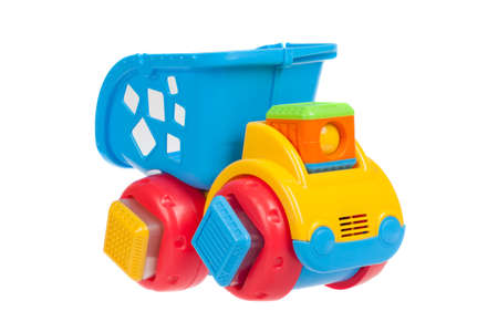 Baby toy truck, isolated on whiteの写真素材