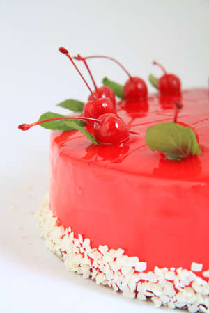 Close-up of cherry cakeの写真素材
