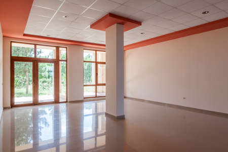 empty room, office, interior. reception hall in modern buildingの写真素材