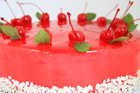 Close-up of cherry cakeの写真素材