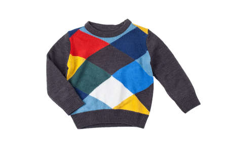 colorful sweater for children, isolated on whiteの写真素材