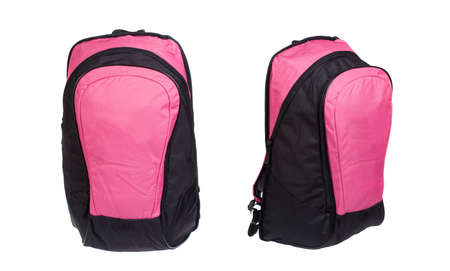 Pink Backpack isolated on whiteの写真素材