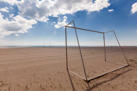 soccer (football) goals  on the beach. Beach Soccer/Footballの写真素材