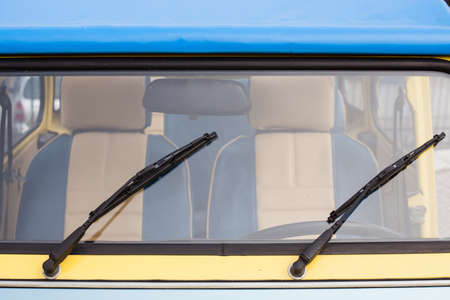 Retro car windshield with windshield wipers