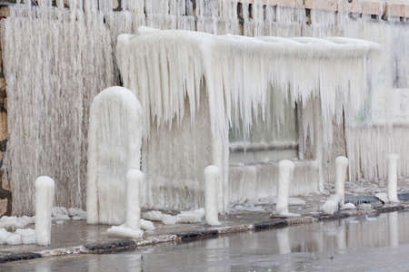 Frozen bus stopの写真素材