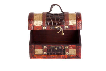 vintage wooden chest, isolated