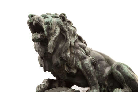 lion sculpture, isolated on whiteの写真素材