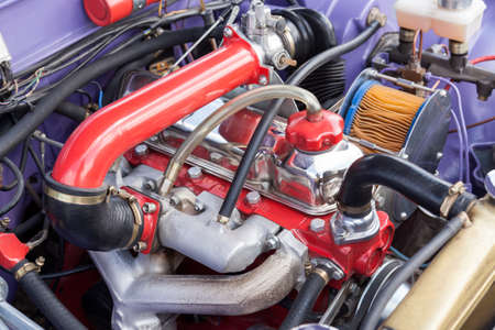 Restored engine of an old car