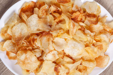 Close up home made potato chips