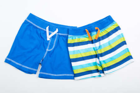 Blue shorts for swimming for men or childrenの写真素材