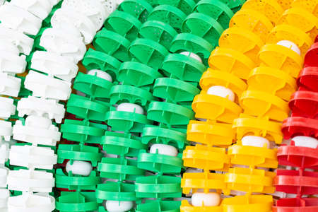 Swimming lanes markers in reel storage, near the pool. Pool lane lines for athletics, swimming.の写真素材