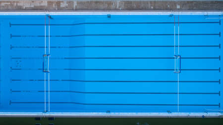 Top down view of swimming pool for water poloの写真素材