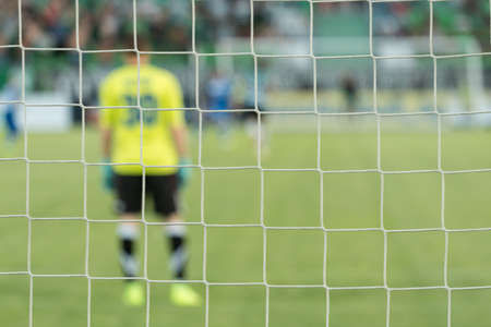 Net, soccer goal during a football machの写真素材