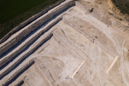 Aerial view of opencast mining quarry. Stone quarryの写真素材