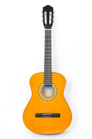 Acoustic guitar on white background