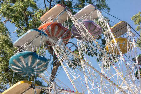 Close-up of colorful ferris wheel