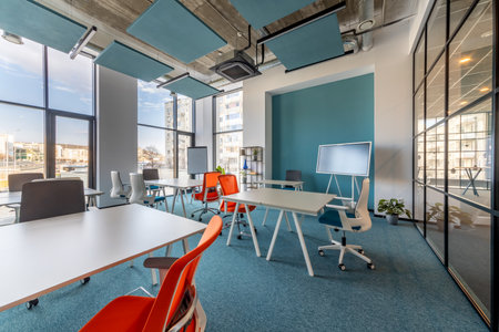 Interior of modern conference room. Modern college study room. Clean office, lecture room