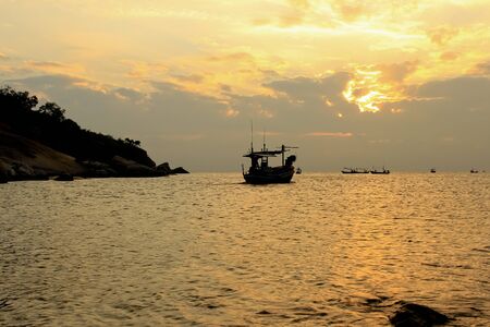 Fishing boat in thai sea, Thailandの写真素材