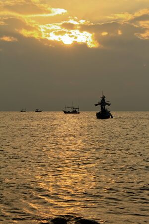 Fishing boat in thai sea, Thailandの写真素材