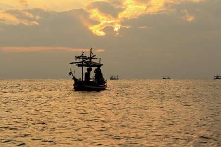 Fishing boat in thai sea, Thailandの写真素材