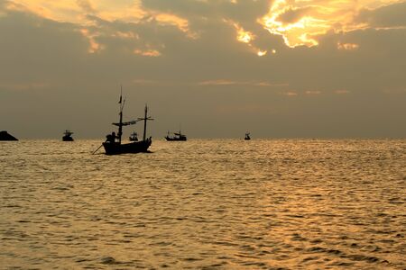 Fishing boat in thai sea, Thailandの写真素材