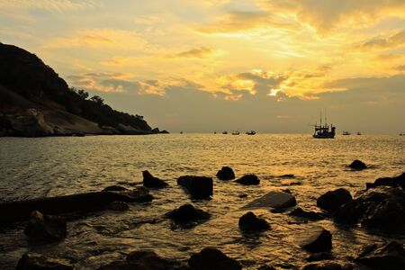 Fishing boat in thai sea, Thailandの写真素材