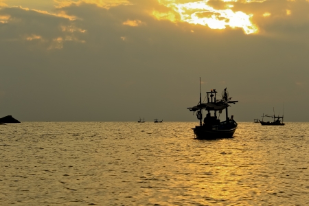 Fishing boat in thai sea, Thailandの写真素材