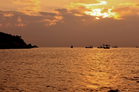 Fishing boat in thai sea, Thailandの写真素材
