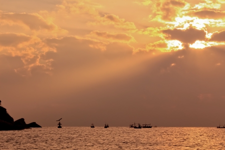 Fishing boat in thai sea, Thailandの写真素材