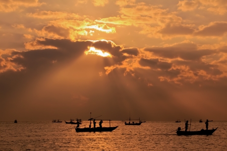 Fishing boat in thai sea, Thailandの写真素材