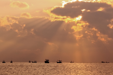 Fishing boat in thai sea, Thailandの写真素材