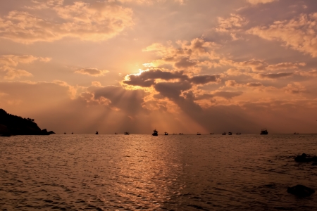 Fishing boat in thai sea, Thailandの写真素材
