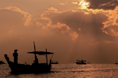Fishing boat in thai sea, Thailandの写真素材