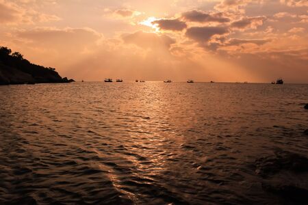 Fishing boat in thai sea, Thailandの写真素材