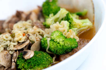 Beef and vegetable home-made Japanese ramenの写真素材