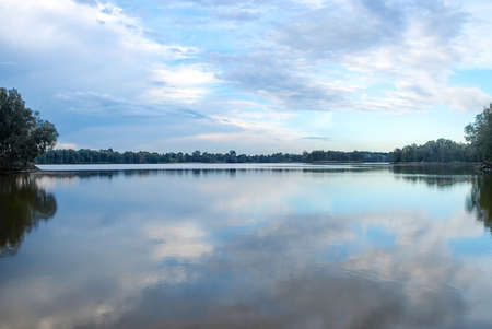 Panoramic view of Chipping Norton lake in Sydney, New South Wales, Australiaの写真素材