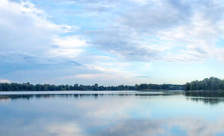 Panoramic view of Chipping Norton lake in Sydney, New South Wales, Australiaの写真素材
